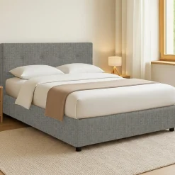 Letto Piazza e Mezza Grigio Cenere Sfoderabile Contenitore, Dimensione Materasso 120x200 cm - Pollutri