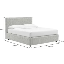Letto Piazza e Mezza Grigio Chiaro Sfoderabile Contenitore, Dimensione Materasso 120x190 cm - Ciconio