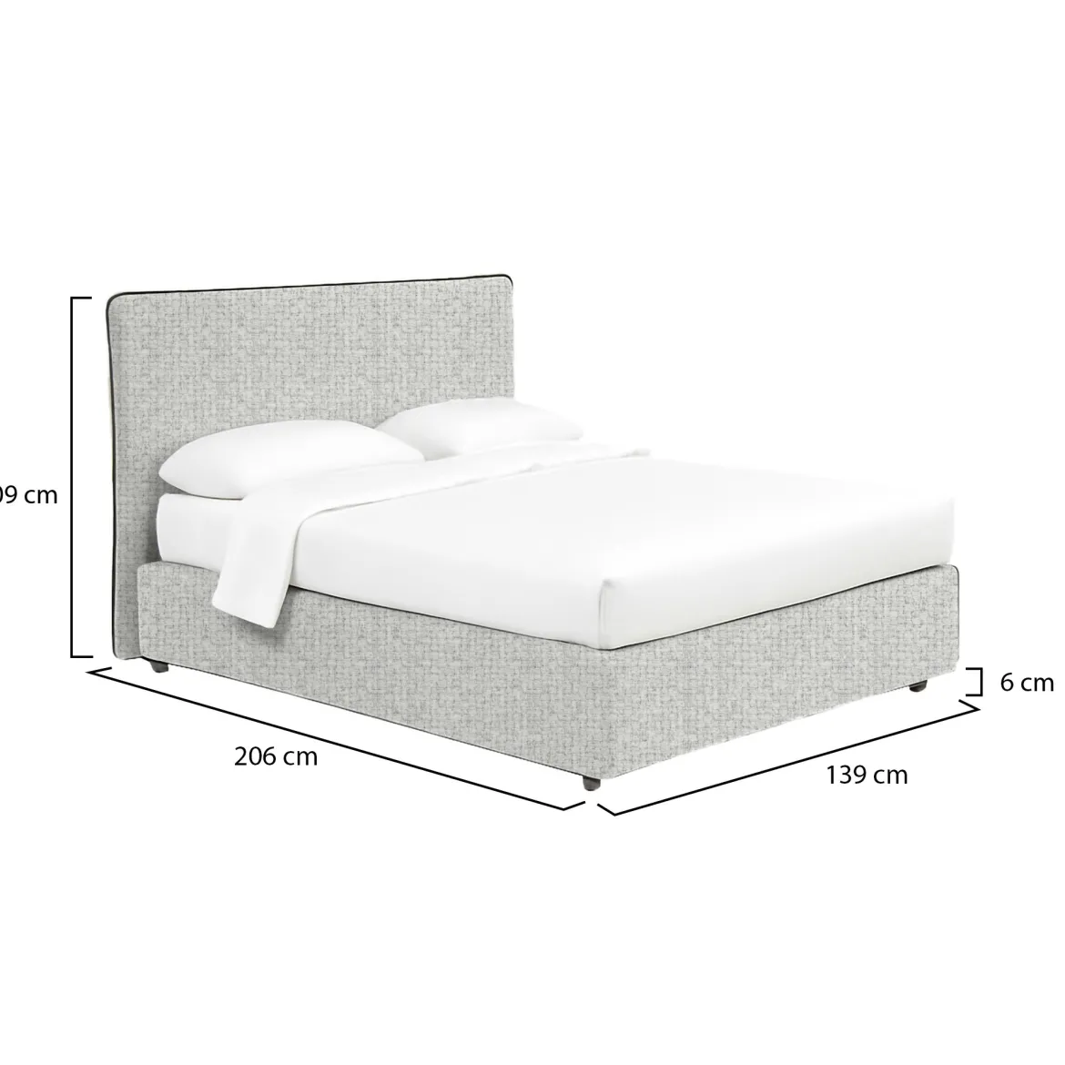 Letto Piazza e Mezza Grigio Chiaro Sfoderabile Contenitore, Dimensione Materasso 120x190 cm - Cirie