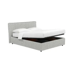 Letto Piazza e Mezza Grigio Chiaro Sfoderabile Contenitore, Dimensione Materasso 120x190 cm - Cirie