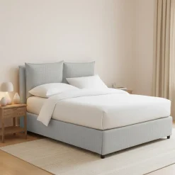 Letto Piazza e Mezza Grigio Chiaro Sfoderabile Contenitore, Dimensione Materasso 120x190 cm - Erchie