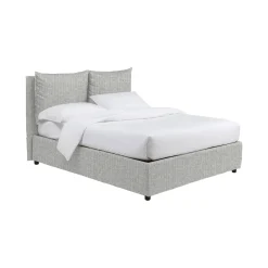 Letto Piazza e Mezza Grigio Chiaro Sfoderabile Contenitore, Dimensione Materasso 120x190 cm - Erchie