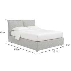 Letto Piazza e Mezza Grigio Chiaro Sfoderabile Contenitore, Dimensione Materasso 120x190 cm - Rabbi