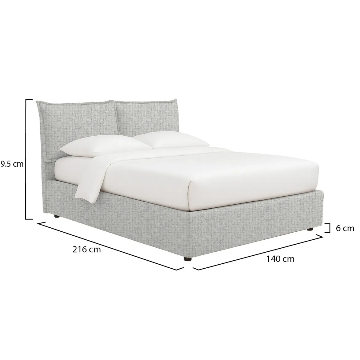 Letto Piazza e Mezza Grigio Chiaro Sfoderabile Contenitore, Dimensione Materasso 120x190 cm - Rabbi