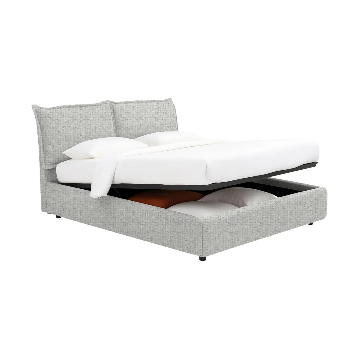 Letto Piazza e Mezza Grigio Chiaro Sfoderabile Contenitore, Dimensione Materasso 120x190 cm - Rabbi