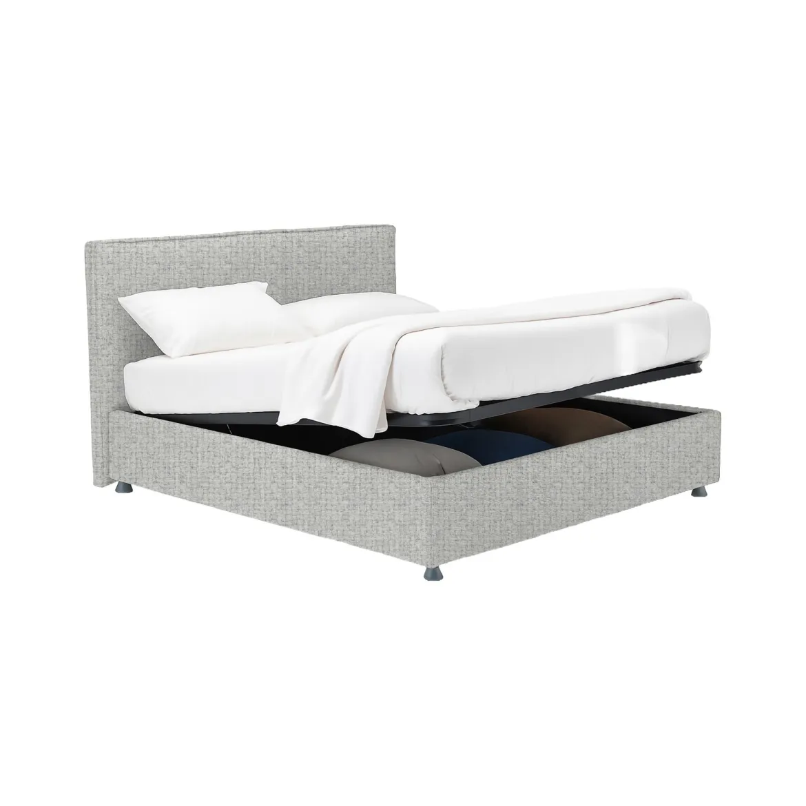 Letto Piazza e Mezza Grigio Chiaro Sfoderabile Contenitore, Dimensione Materasso 120x200 cm - Concesio