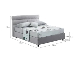 Letto Piazza e Mezza Grigio Materasso Incluso Sfoderabile, Contenitore Made in Italy - Briosco