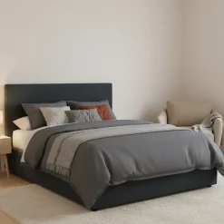 Letto Piazza e Mezza Grigio Scuro Sfoderabile Contenitore, Dimensione Materasso 120x190 cm - Ciconio
