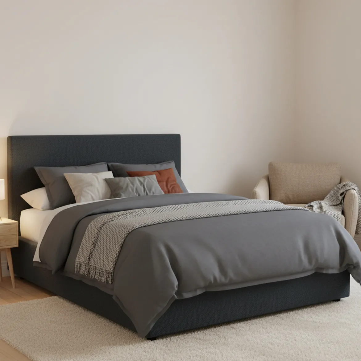 Letto Piazza e Mezza Grigio Scuro Sfoderabile Contenitore, Dimensione Materasso 120x190 cm - Ciconio