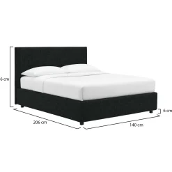 Letto Piazza e Mezza Grigio Scuro Sfoderabile Contenitore, Dimensione Materasso 120x190 cm - Ciconio