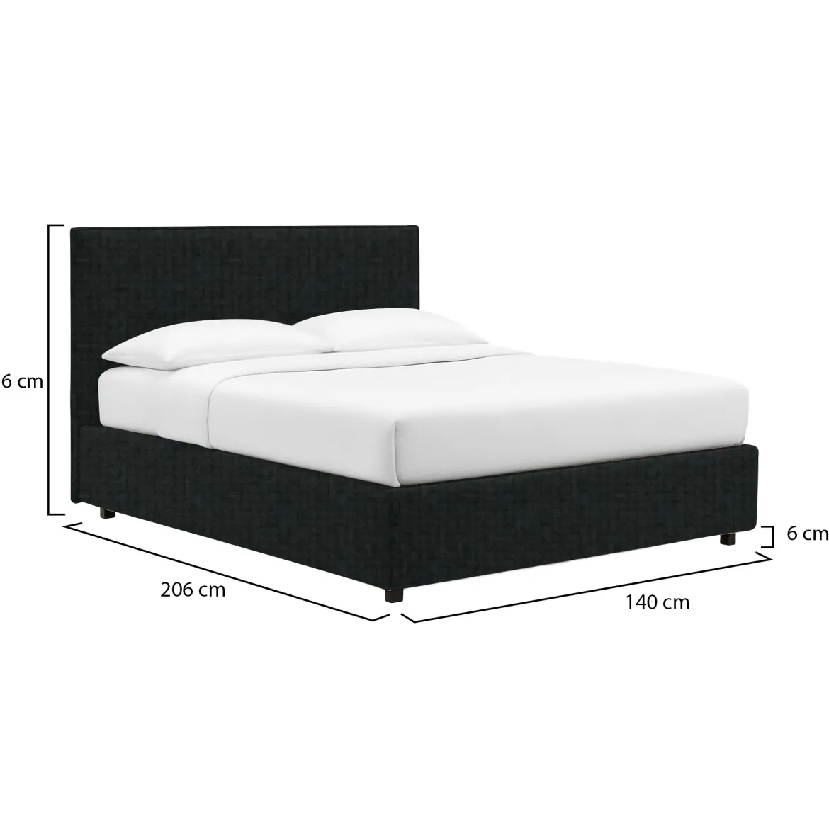 Letto Piazza e Mezza Grigio Scuro Sfoderabile Contenitore, Dimensione Materasso 120x190 cm - Ciconio