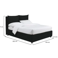 Letto Piazza e Mezza Grigio Scuro Sfoderabile Contenitore, Dimensione Materasso 120x190 cm - Forli