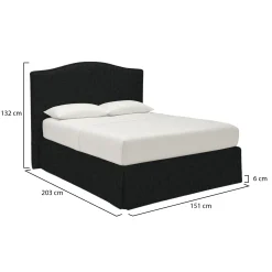 Letto Piazza e Mezza Grigio Scuro Sfoderabile Contenitore, Dimensione Materasso 120x190 cm - Lavagna