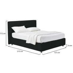 Letto Piazza e Mezza Grigio Scuro Sfoderabile Contenitore, Dimensione Materasso 120x200 cm - Codevigo