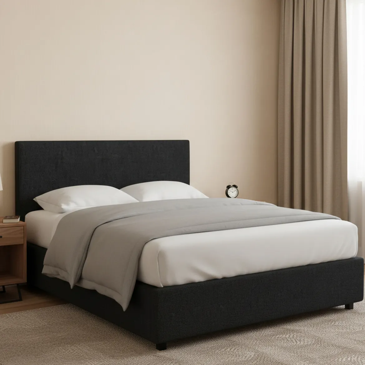 Letto Piazza e Mezza Grigio Scuro Sfoderabile Contenitore, Dimensione Materasso 120x200 cm - Pogno