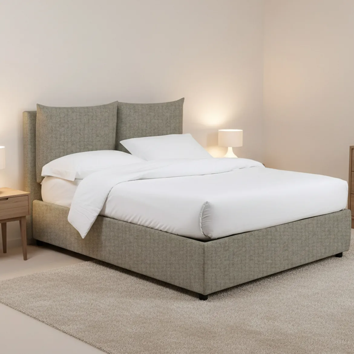 Letto Piazza e Mezza Grigio Sfoderabile Contenitore, Dimensione Materasso 120x190 cm - Forli