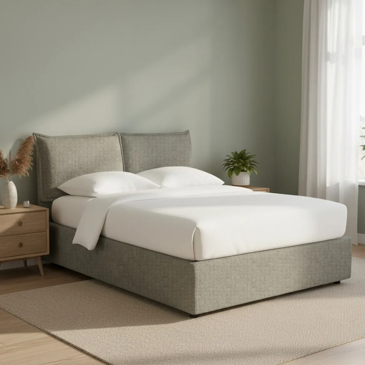 Letto Piazza e Mezza Grigio Sfoderabile Contenitore, Dimensione Materasso 120x190 cm - Rabbi
