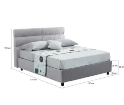 Letto Piazza e Mezza Grigio Sfoderabile Contenitore, Dimensione Materasso 120x200 cm - Codevigo