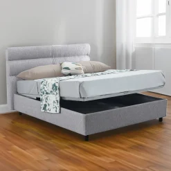 Letto Piazza e Mezza Grigio Sfoderabile Contenitore, Dimensione Materasso 120x200 cm - Codevigo