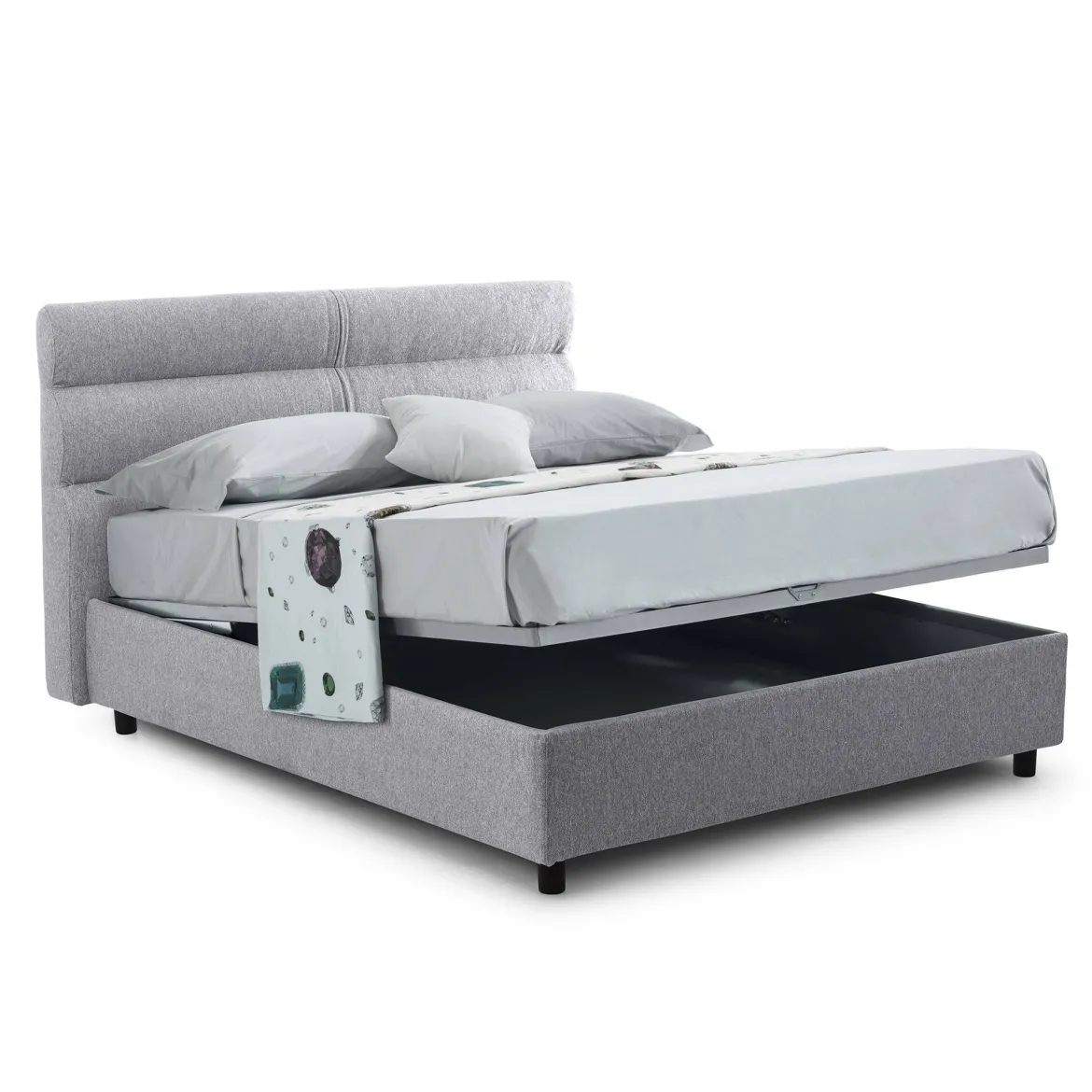 Letto Piazza e Mezza Grigio Sfoderabile Contenitore, Dimensione Materasso 120x200 cm - Codevigo