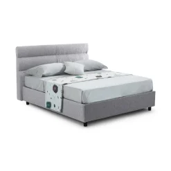 Letto Piazza e Mezza Grigio Sfoderabile Contenitore, Dimensione Materasso 120x200 cm Made in Italy - Briona