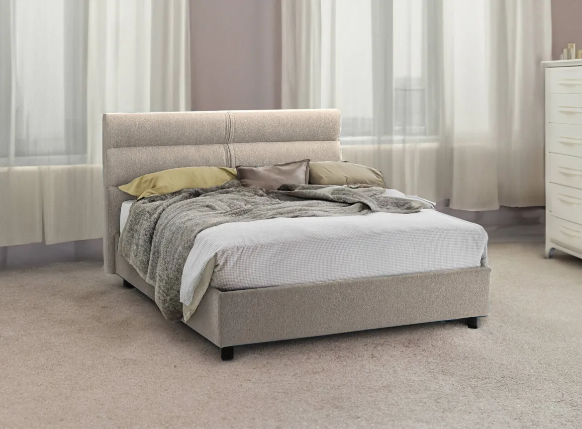 Letto Piazza e Mezza Grigio Tortora Sfoderabile Contenitore, Dimensione Materasso 120x190 cm - Ciconio