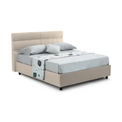 Letto Piazza e Mezza Grigio Tortora Sfoderabile Contenitore, Dimensione Materasso 120x190 cm - Ciconio