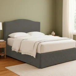 Letto Piazza e Mezza Grigio Tortora Sfoderabile Contenitore, Dimensione Materasso 120x190 cm - Lavagna