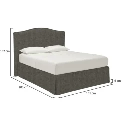 Letto Piazza e Mezza Grigio Tortora Sfoderabile Contenitore, Dimensione Materasso 120x190 cm - Lavagna