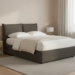 Letto Piazza e Mezza Grigio Tortora Sfoderabile Contenitore, Dimensione Materasso 120x200 cm - Marmora