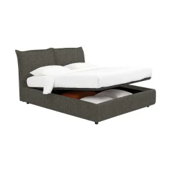 Letto Piazza e Mezza Grigio Tortora Sfoderabile Contenitore, Dimensione Materasso 120x200 cm - Noceto