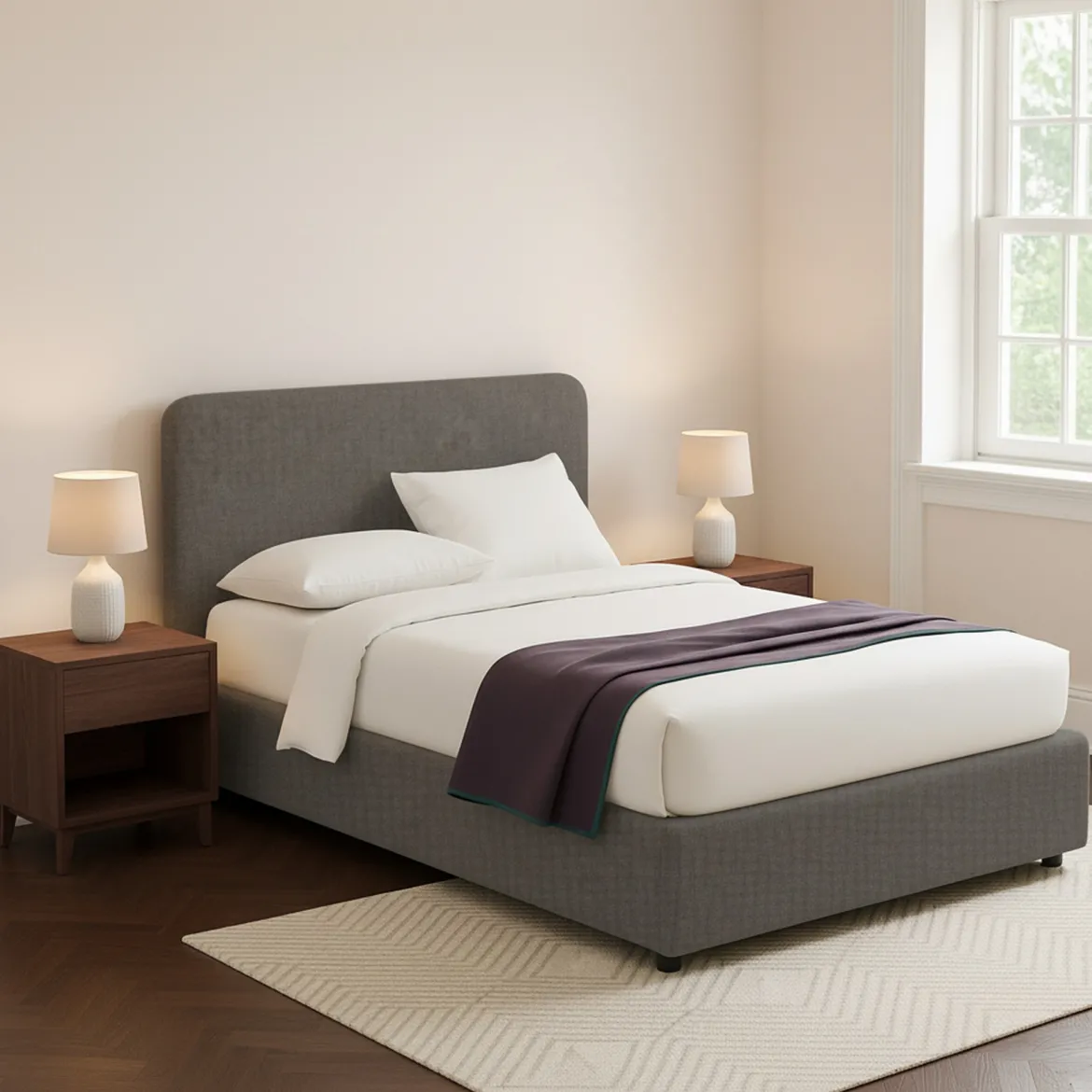 Letto Piazza e Mezza Grigio Tortora Sfoderabile Contenitore, Dimensione Materasso 120x200 cm - Silandro