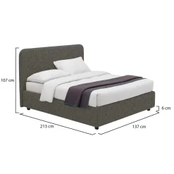 Letto Piazza e Mezza Grigio Tortora Sfoderabile Contenitore, Dimensione Materasso 120x200 cm - Silandro