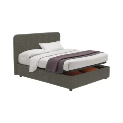 Letto Piazza e Mezza Grigio Tortora Sfoderabile Contenitore, Dimensione Materasso 120x200 cm - Silandro