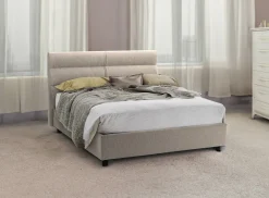 Letto Piazza e Mezza Grigio Tortora Sfoderabile Contenitore, Dimensione Materasso 120x200 cm Made in Italy - Briona