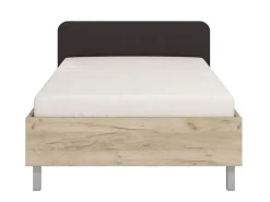 Letto Piazza e Mezza Marrone Rovere Grigio Grigio Dimensione Materasso 120x200 cm, Imbottito - Norcia