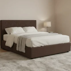 Letto Piazza e Mezza Marrone Sfoderabile Contenitore, Dimensione Materasso 120x190 cm - Ciconio