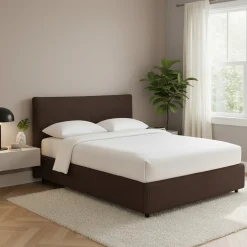 Letto Piazza e Mezza Marrone Sfoderabile Contenitore, Dimensione Materasso 120x190 cm - Dogliola