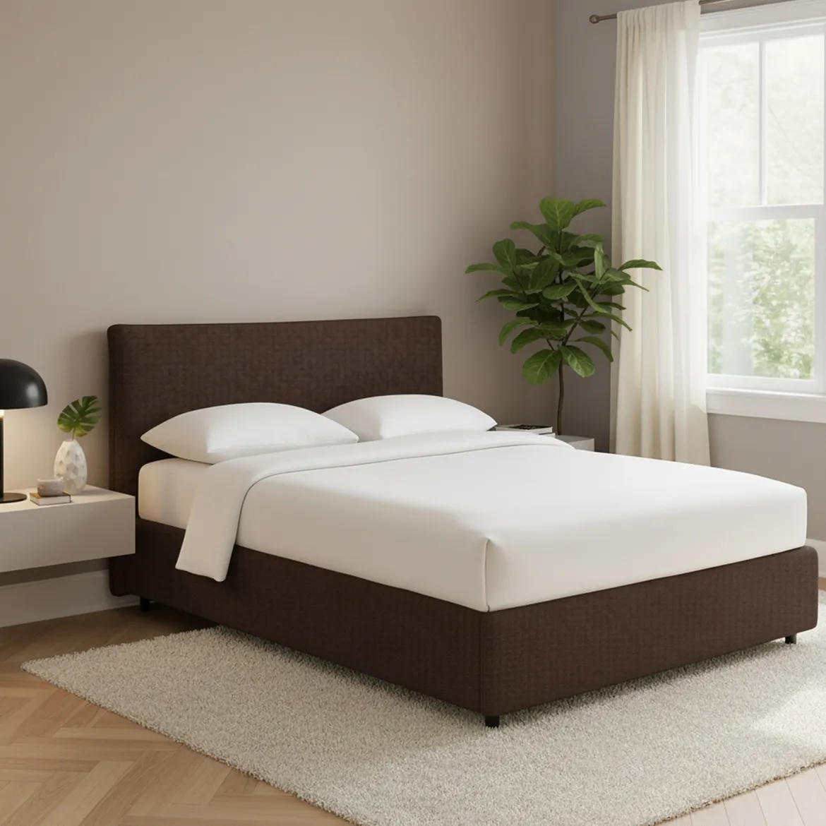 Letto Piazza e Mezza Marrone Sfoderabile Contenitore, Dimensione Materasso 120x190 cm - Dogliola