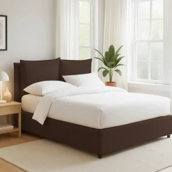 Letto Piazza e Mezza Marrone Sfoderabile Contenitore, Dimensione Materasso 120x190 cm - Forli