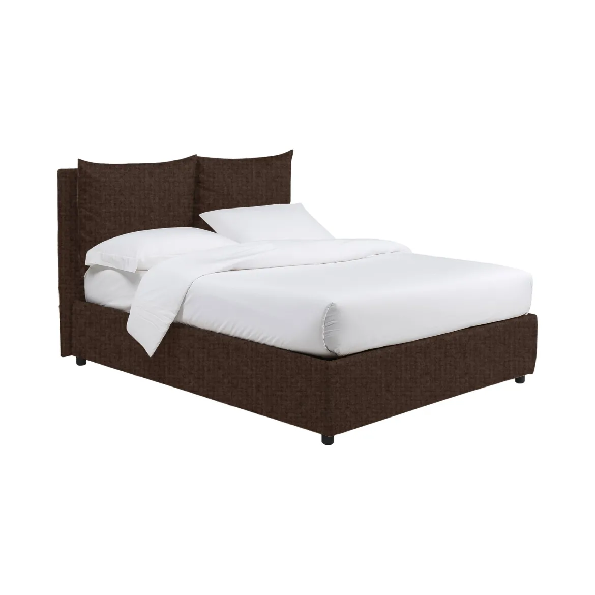 Letto Piazza e Mezza Marrone Sfoderabile Contenitore, Dimensione Materasso 120x190 cm - Forli