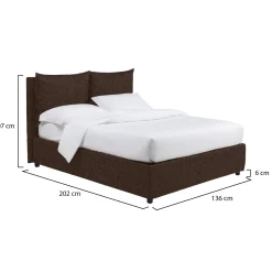 Letto Piazza e Mezza Marrone Sfoderabile Contenitore, Dimensione Materasso 120x190 cm - Forli