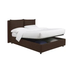 Letto Piazza e Mezza Marrone Sfoderabile Contenitore, Dimensione Materasso 120x190 cm - Forli