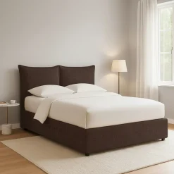 Letto Piazza e Mezza Marrone Sfoderabile Contenitore, Dimensione Materasso 120x190 cm - Rodero