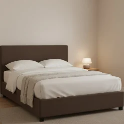 Letto Piazza e Mezza Marrone Sfoderabile Contenitore, Dimensione Materasso 120x200 cm - Noceto