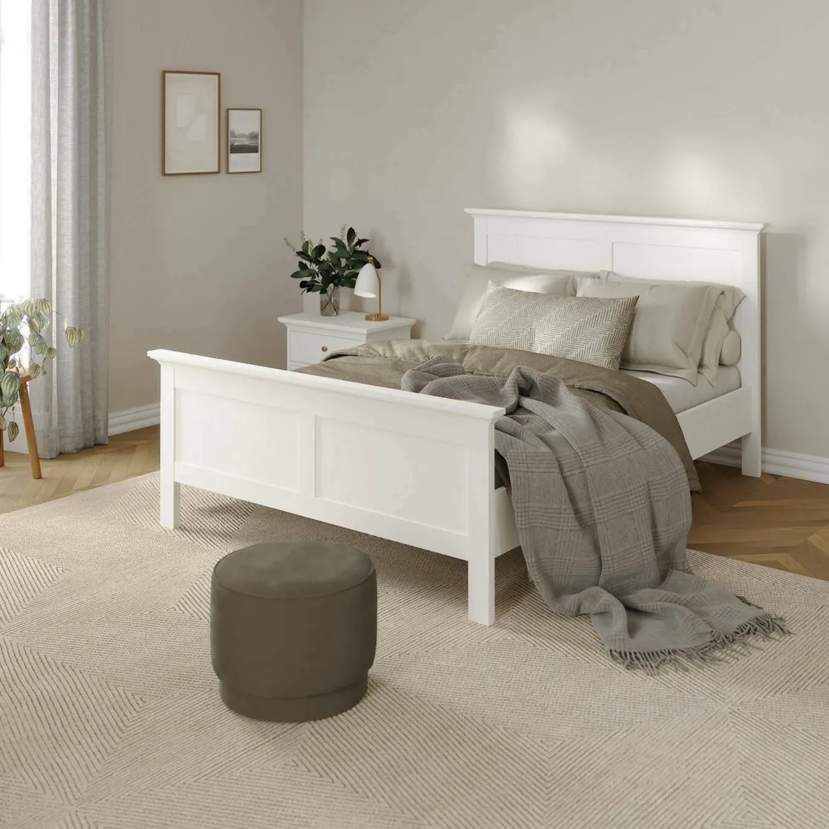 Letto piazza e mezza Phanfone, 158x201 h110 cm, Grigio