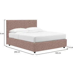 Letto Piazza e Mezza Rosa Antico Sfoderabile Contenitore, Dimensione Materasso 120x190 cm - Ciconio
