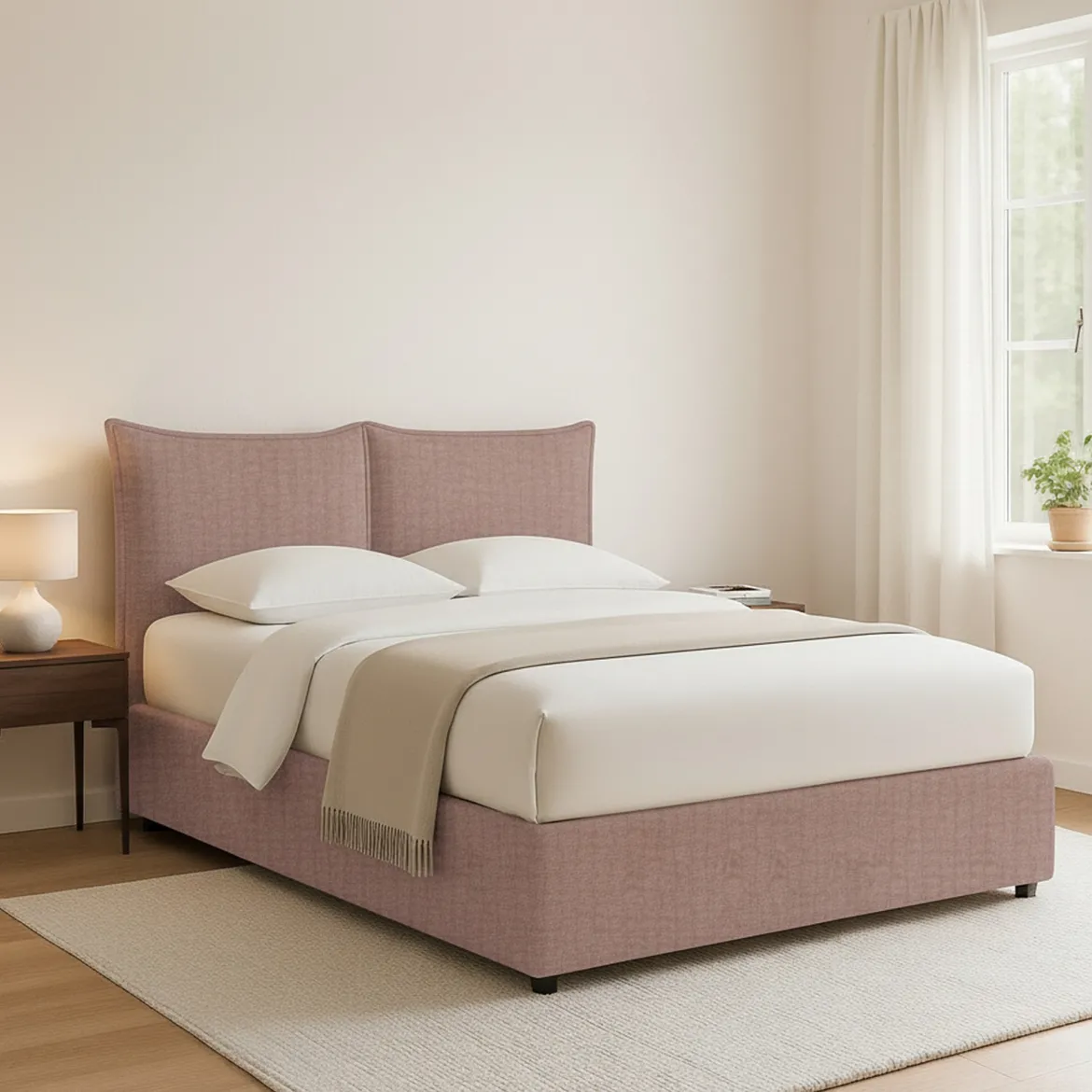 Letto Piazza e Mezza Rosa Antico Sfoderabile Contenitore, Dimensione Materasso 120x190 cm - Rodero
