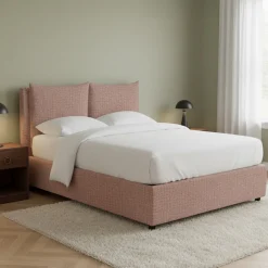 Letto Piazza e Mezza Rosa Sfoderabile Contenitore, Dimensione Materasso 120x190 cm - Forli