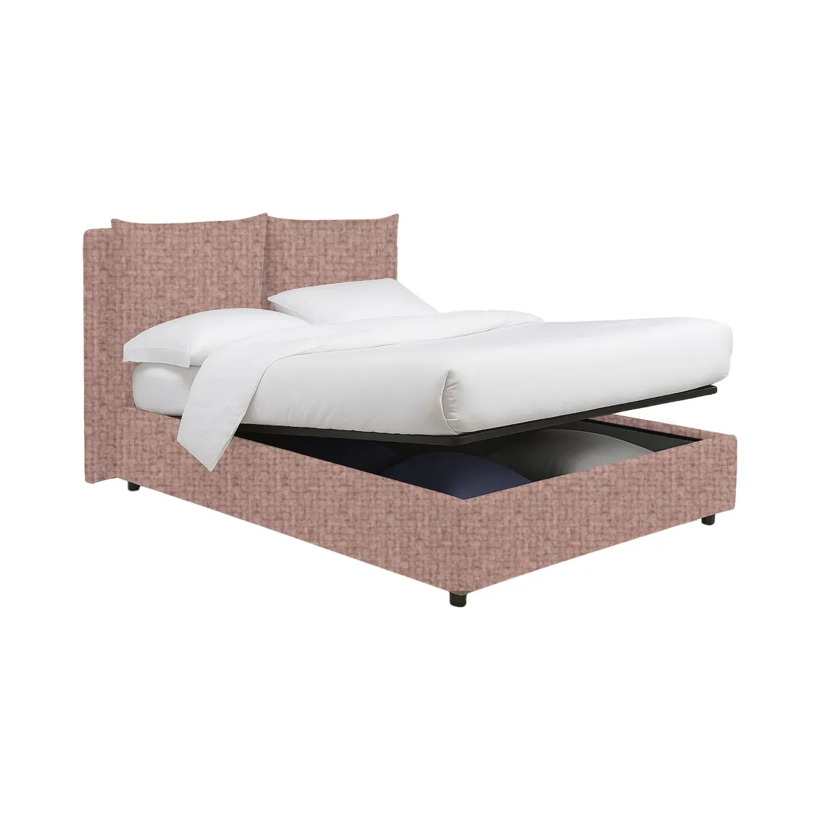 Letto Piazza e Mezza Rosa Sfoderabile Contenitore, Dimensione Materasso 120x190 cm - Forli